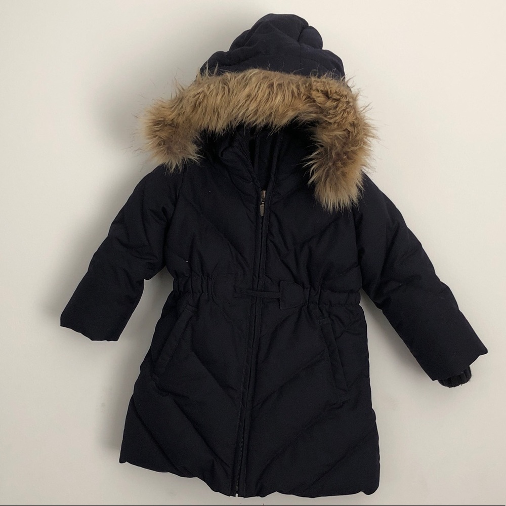 Lands’ End 2T Navy Girls Parka w/ Removable Hood